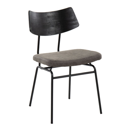 Mid Century Modern chair set of 2 with upholstered grey seat and curved black wood back on Tampa Home & Garden Store