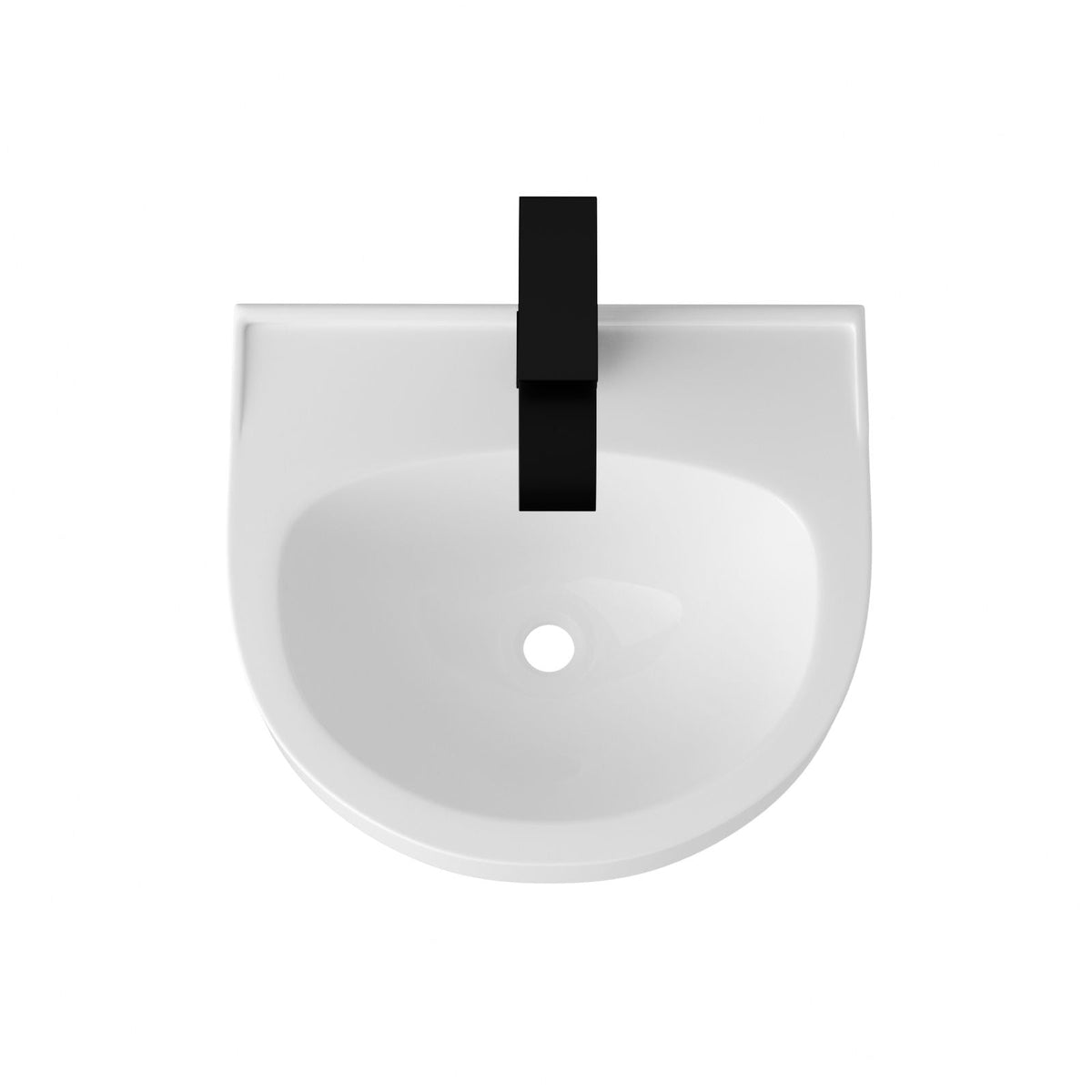 Wall mounted bathroom sink white basin with black rectangular faucet on Tampa Home & Garden Store