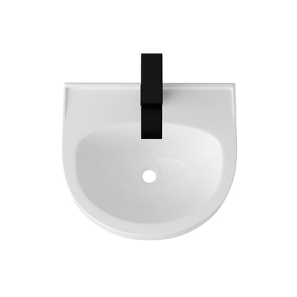 Wall mounted bathroom sink white basin with black rectangular faucet on Tampa Home & Garden Store
