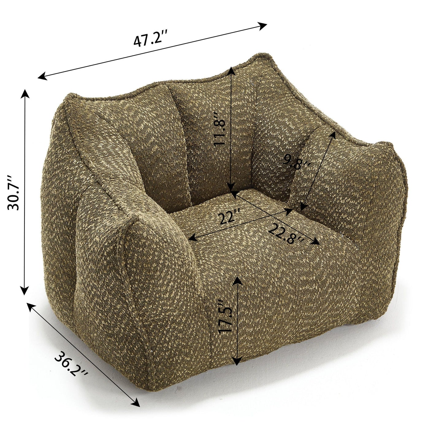 Comfortable Chenille Brown Arm Chair by HouseOfZazla with highly resilient foam on Tampa Home & Garden Store