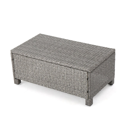Puerta 4-Piece Outdoor Furniture Set gray woven rattan coffee table HouseOfZazla on Tampa Home & Garden Store