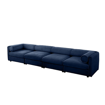 Stylish Sofa With Storage Seat And Cylindrical Backrest navy blue velvet on Tampa Home & Garden Store