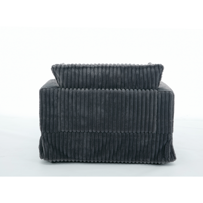 Oversized corduroy chaise lounge with ottoman in dark gray by HouseOfZazla on Tampa Home & Garden Store
