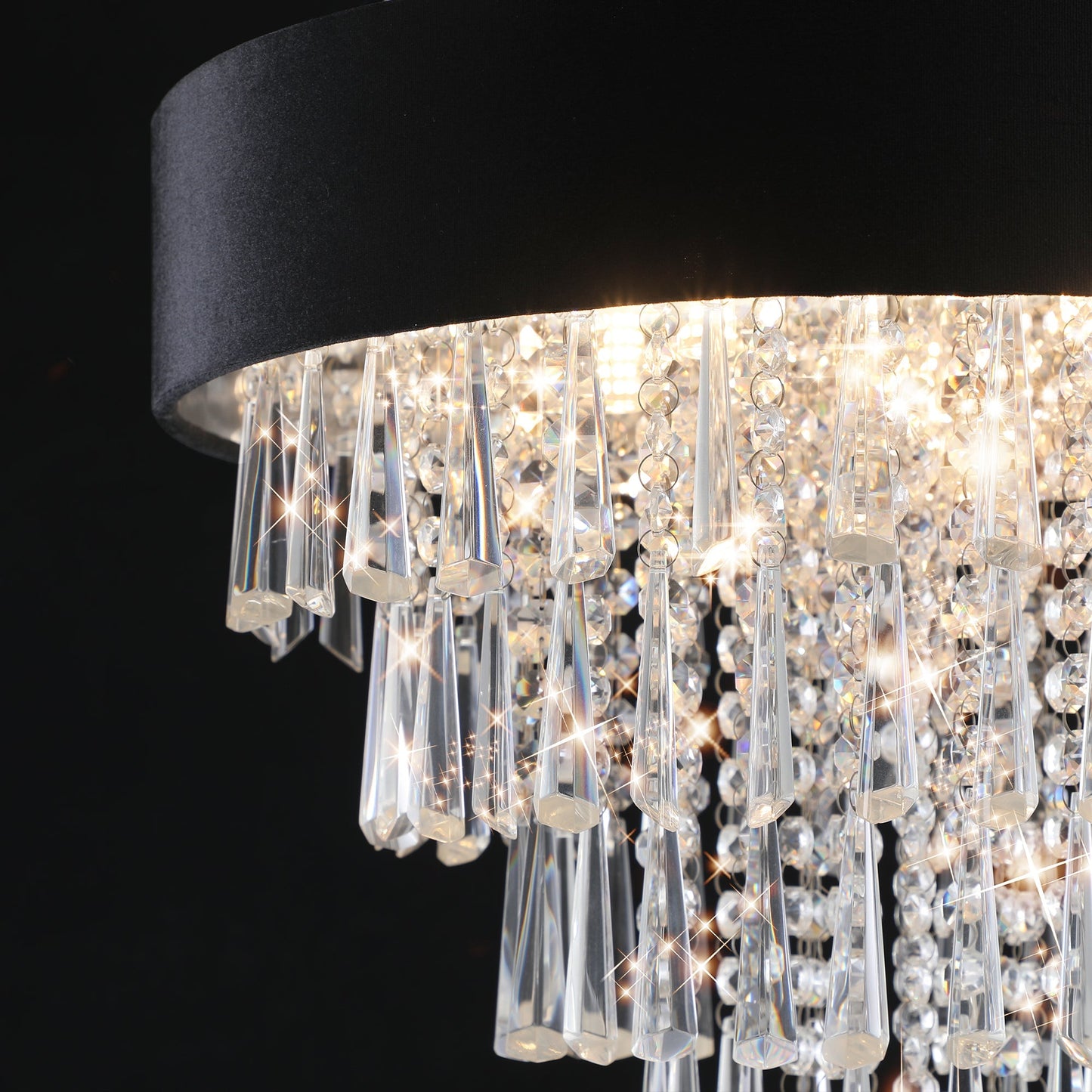 18-inch modern crystal chandelier with black velvet shade and crystal drops, HouseOfZazla on Tampa Home & Garden Store