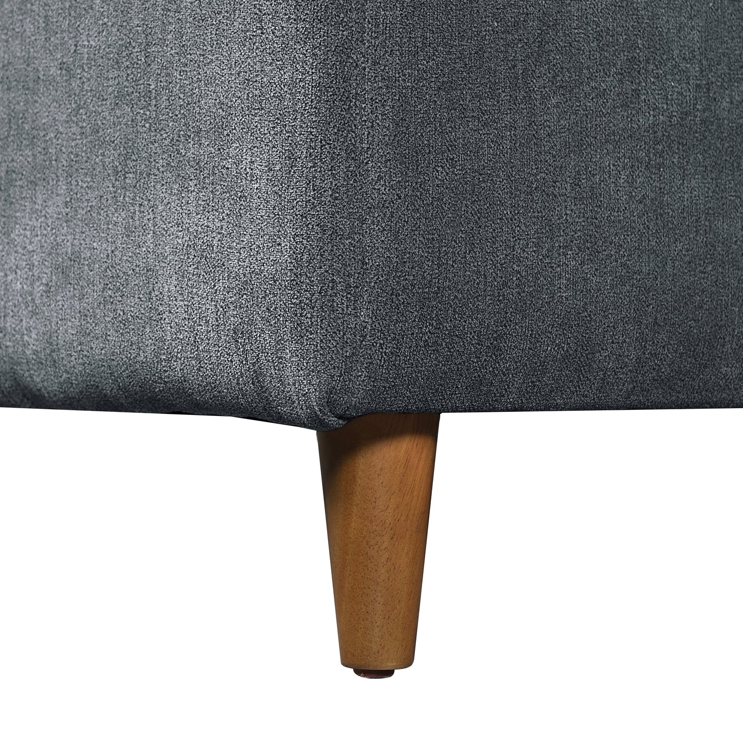 2-Piece 109-inch L-Shape Convertible Sectional Sofa leg close-up in grey fabric by HouseOfZazla on Tampa Home & Garden Store