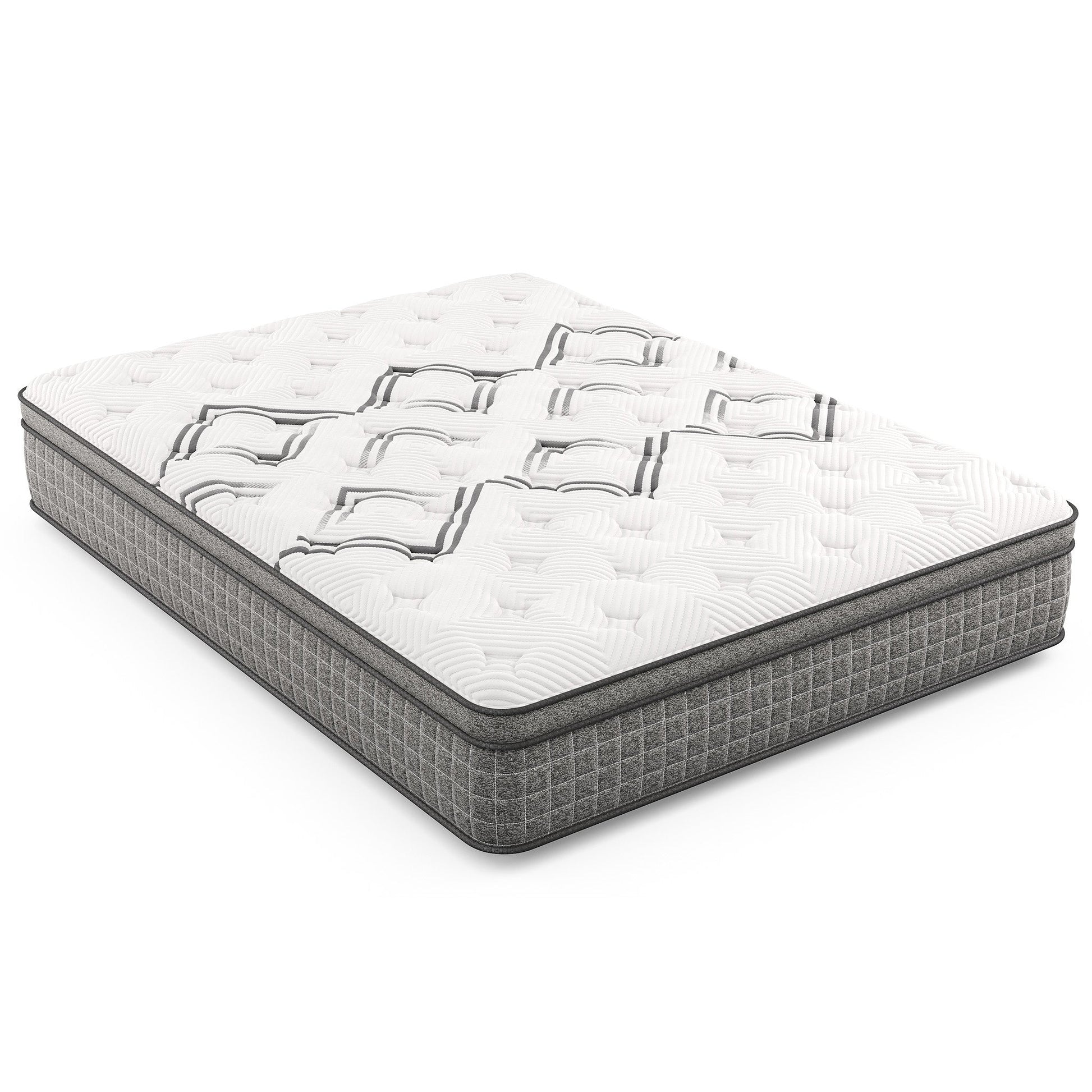 Diamond Soto Cooling Conforming Hybrid Mattress Queen white quilted top grey base HouseOfZazla on Tampa Home & Garden Store