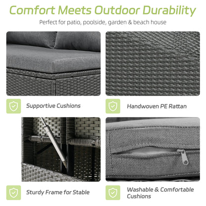 Tomax 5-Piece Outdoor Rattan Sofa Set by HouseOfZazla, dark gray PE rattan with plush cushions on Tampa Home & Garden Store