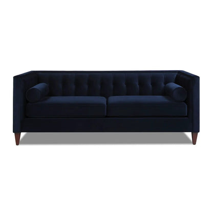 Jack - Modern Tuxedo Tufted Sofa navy velvet upholstery with tufted back on wooden legs on Tampa Home & Garden Store