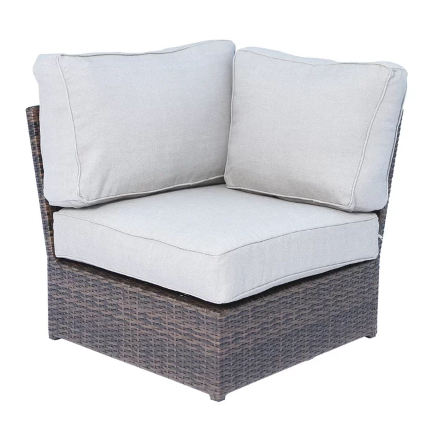 Shick corner wedge patio chair with cushions, wicker, light gray cushions HouseOfZazla on Tampa Home & Garden Store