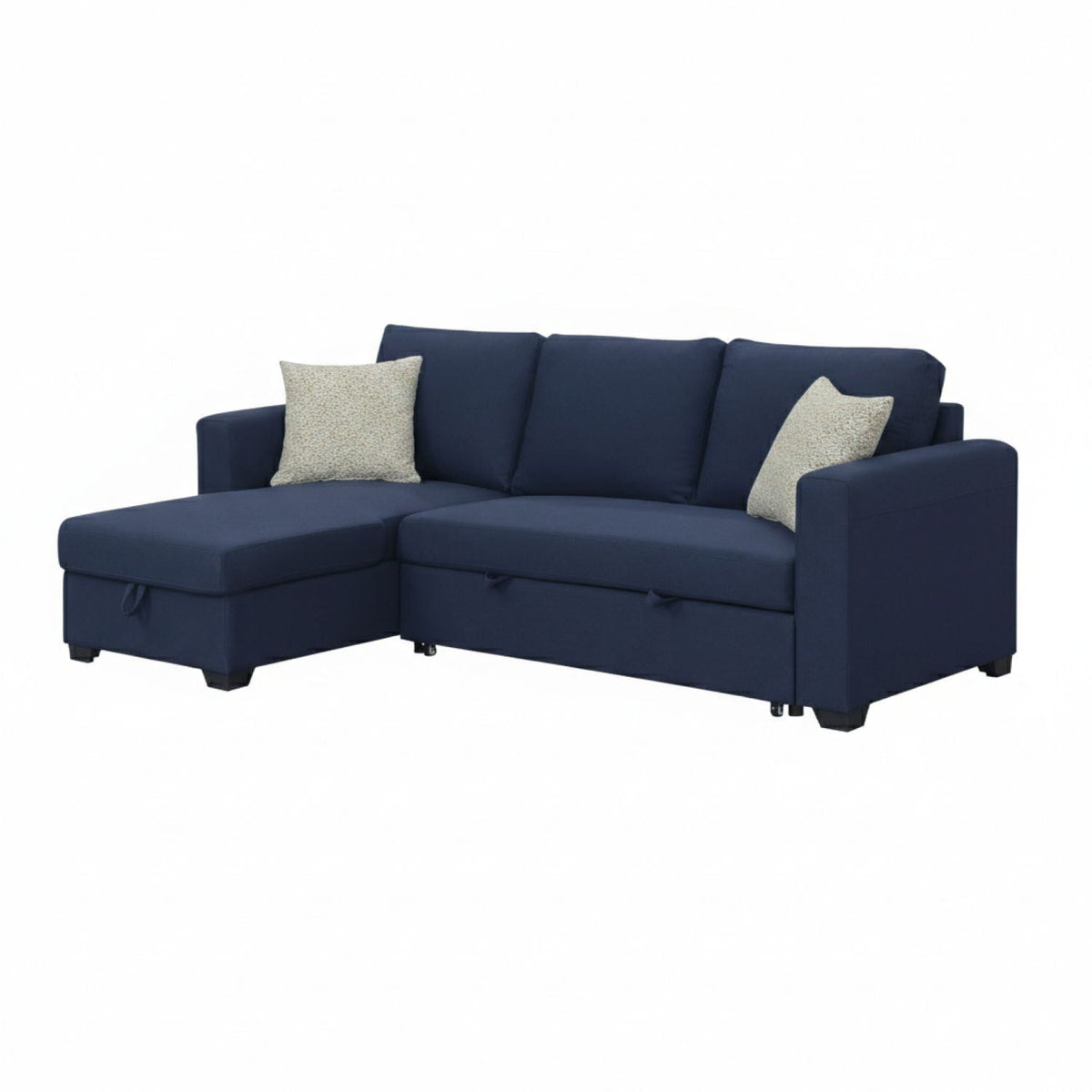 HouseOfZazla navy reversible sleeper sectional with pop-up sleeper and hidden storage chaise on Tampa Home & Garden Store
