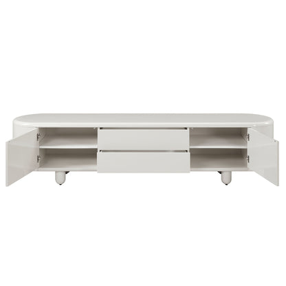 Gloss white TV stand with self-closing drawers, 94in wide, high-gloss finish with drawers on Tampa Home & Garden Store