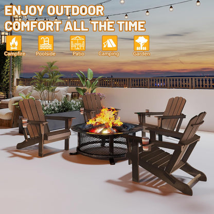 Folding Adirondack Outdoor Chair and Cup Holder