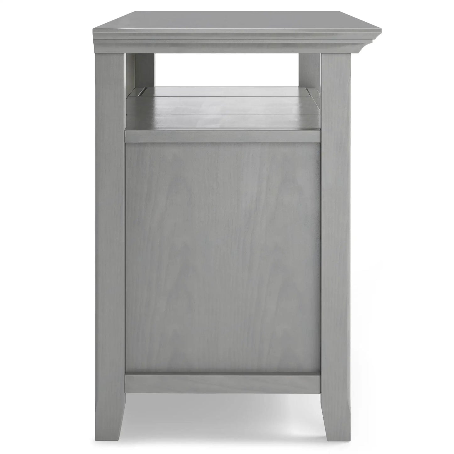 Amherst TV media stand handcrafted in gray wood finish with center shelf and drawer on Tampa Home & Garden Store