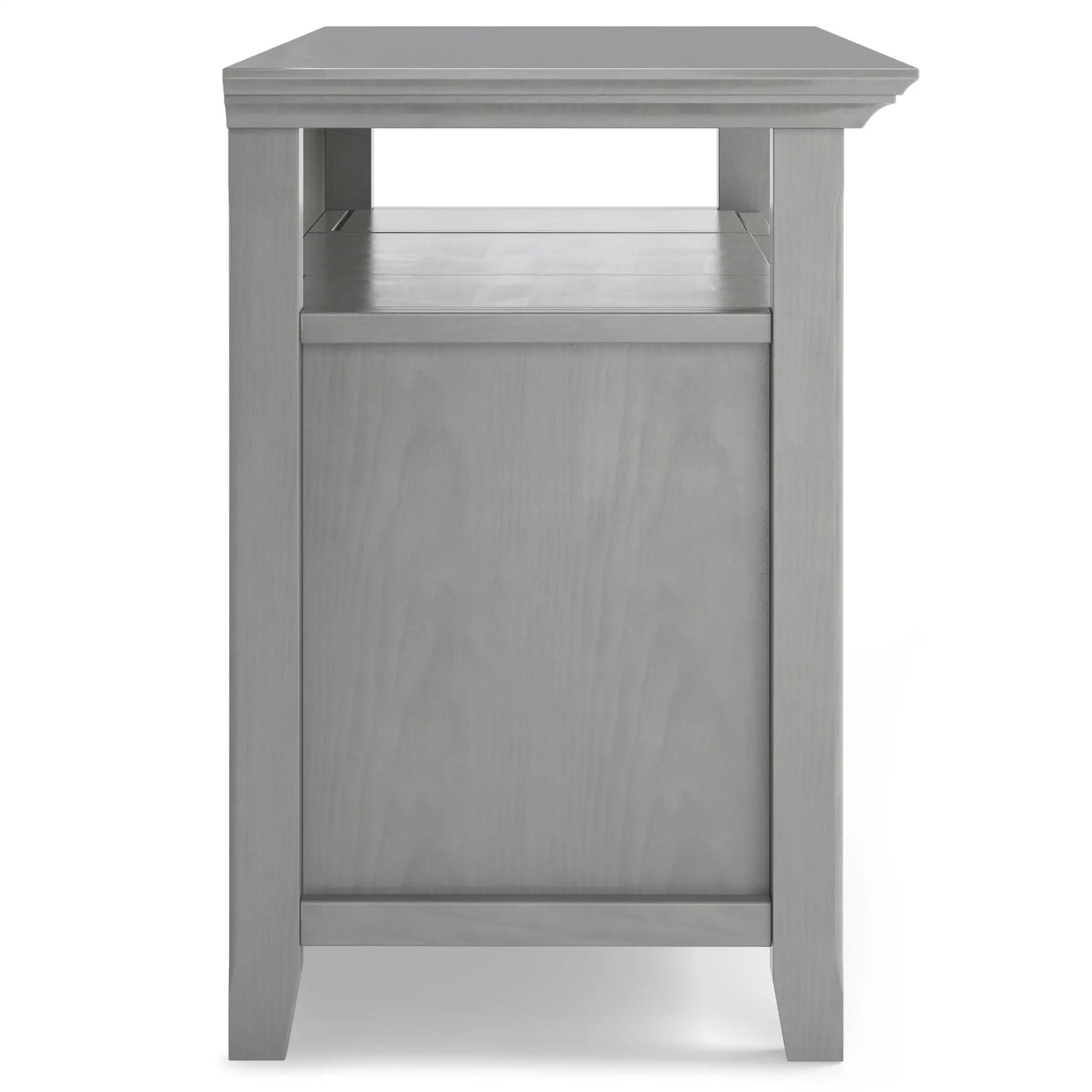 Amherst TV media stand handcrafted in gray wood finish with center shelf and drawer on Tampa Home & Garden Store