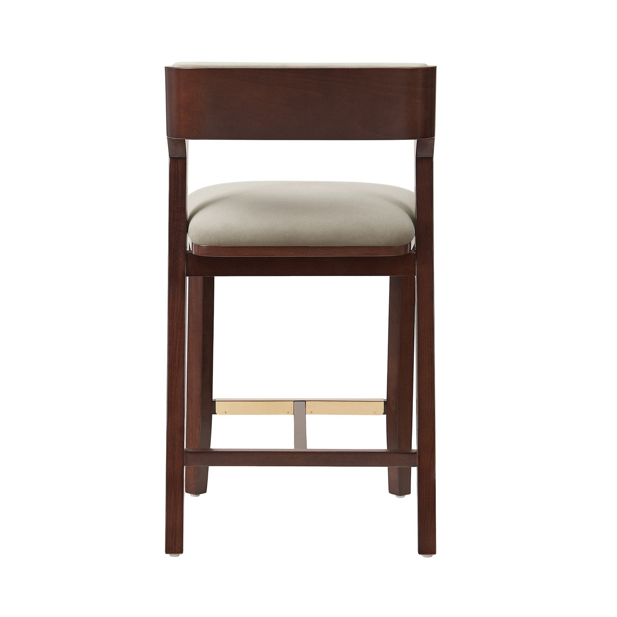 Patricia Counter Stool by HouseOfZazla, dark wood frame, beige upholstered seat on Tampa Home & Garden Store