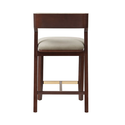 Patricia Counter Stool by HouseOfZazla, dark wood frame, beige upholstered seat on Tampa Home & Garden Store