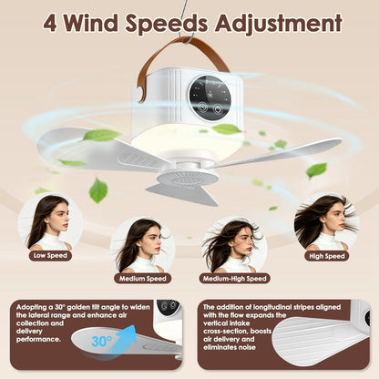 Rechargeable Tent Ceiling Fan GemGear with LED light and remote control on Tampa Home & Garden Store