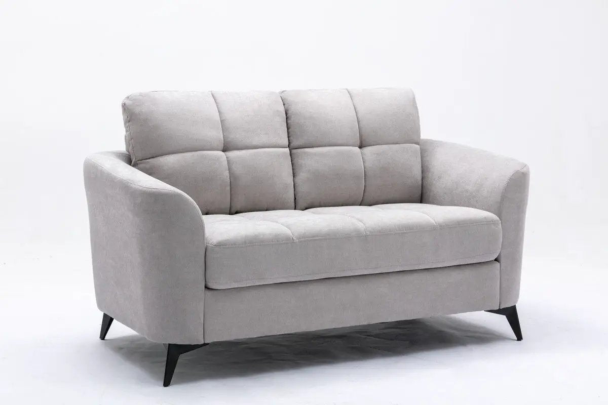 Callie Woven Fabric Loveseat with Tufted Cushions