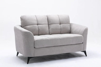 Callie Woven Fabric Loveseat with Tufted Cushions