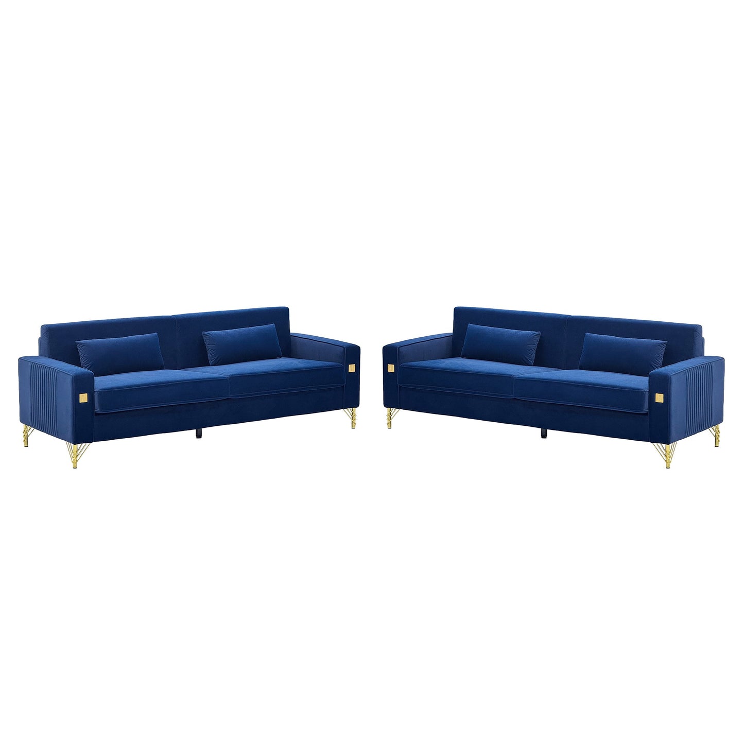 Royal Blue Velvet Sofa and the Loveseat Set