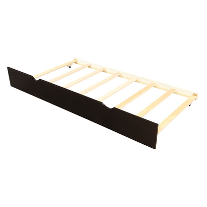 Platform bed with twin trundle in espresso finish, wood slat frame on Tampa Home & Garden Store