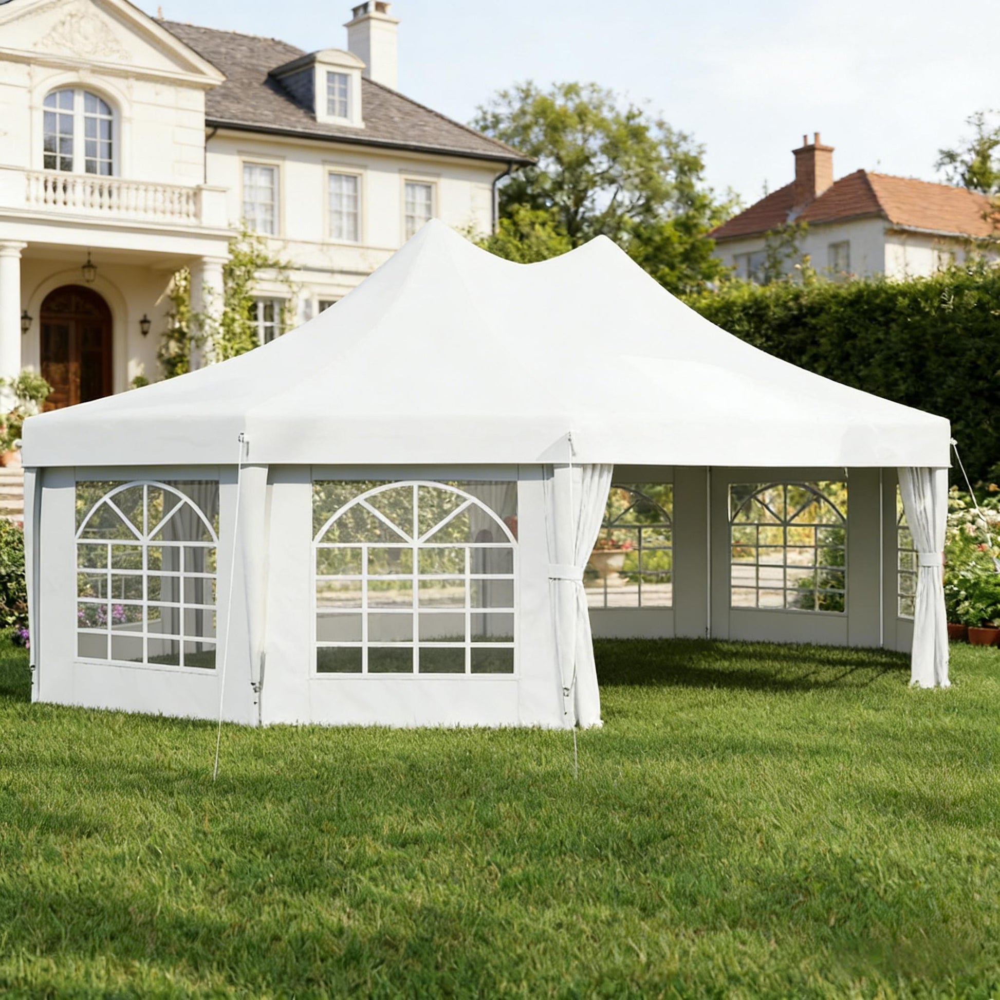 Extra Large Event Tent canopy, white with arched window panels, HouseOfZazla on Tampa Home & Garden Store