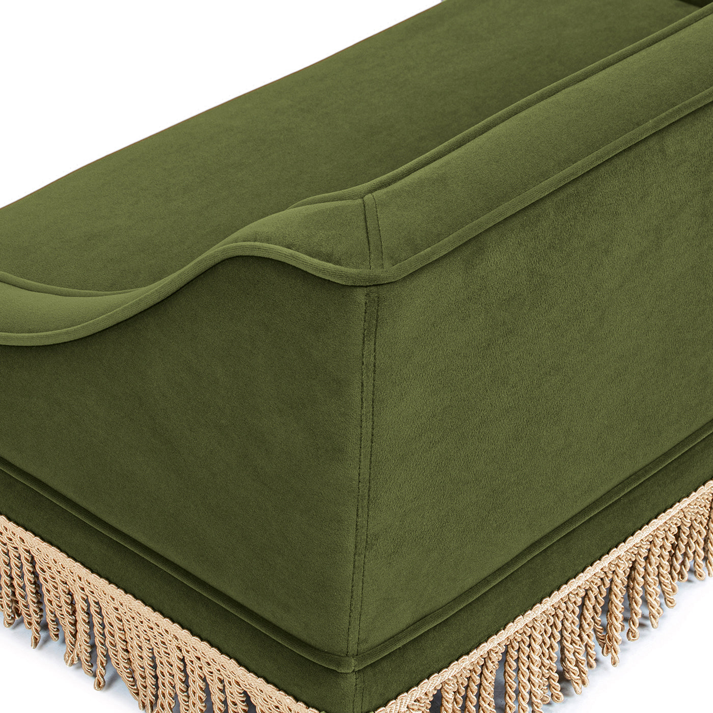 Duchess 33' Medium Princess Pet Bed Sofa Olive Green Velvet by HouseOfZazla with fringe on Tampa Home & Garden Store