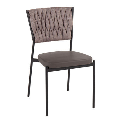 Braided contemporary chair set with padded dark gray seat and taupe woven back, black legs on Tampa Home & Garden Store
