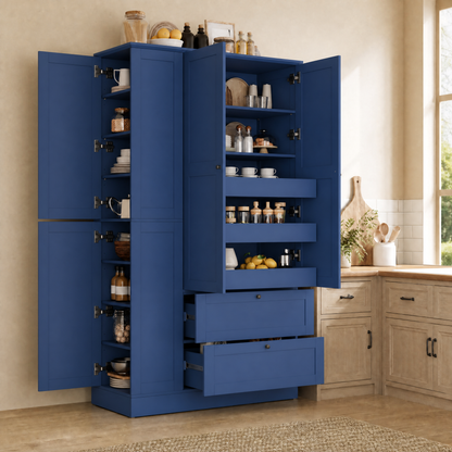 Tall Farmhouse Pantry Cabinet with Eight Shelves