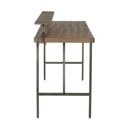 Industrial counter table with metal frame and dark brown wood top, side shelf, HouseOfZazla on Tampa Home & Garden Store