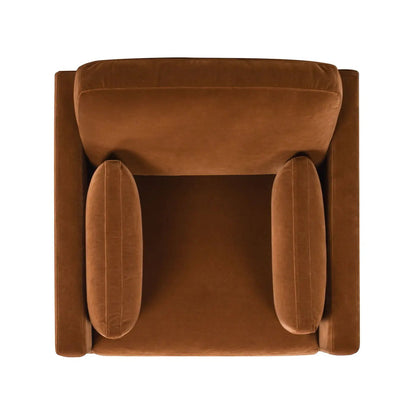 Knox Modern Farmhouse Arm Chair in rust velvet with wide back cushion and curved arms on Tampa Home & Garden Store