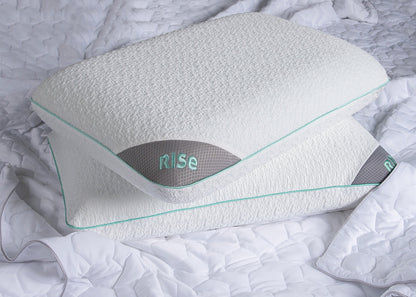 BedGear Rise Multiposition Pillow backrest white textured cover with teal piping and gray mesh on Tampa Home & Garden Store