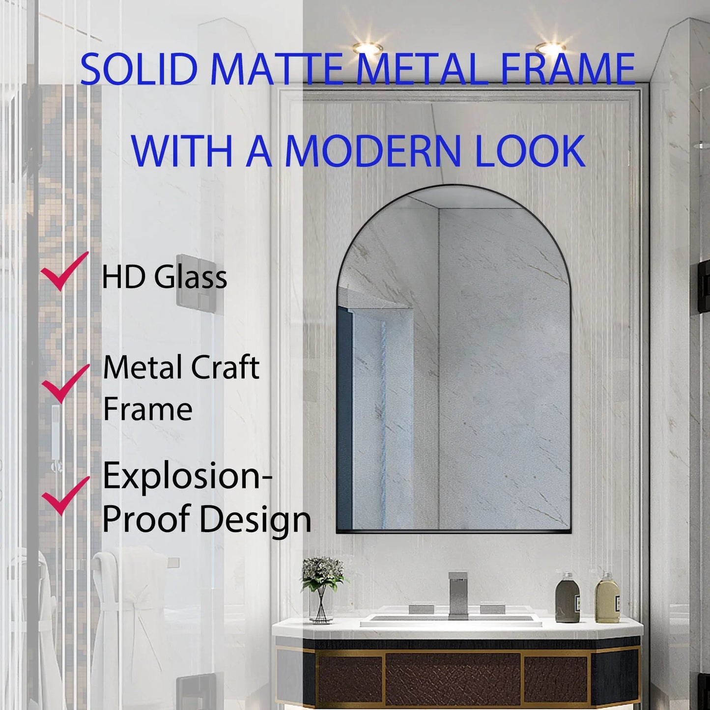 Arched Recessed Medicine Cabinet with Mirror