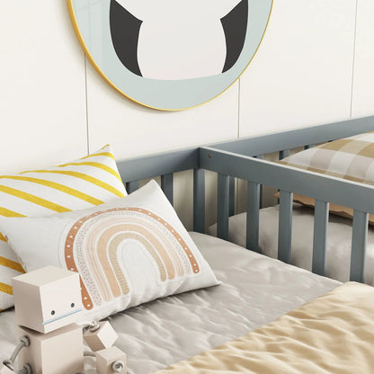Double Floor Bed with Fence and Guardrails