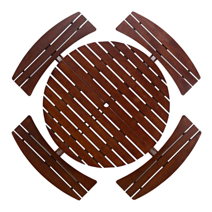Outdoor 8 Person Round Picnic Table with Built-In Benches brown wooden slat panels on Tampa Home & Garden Store