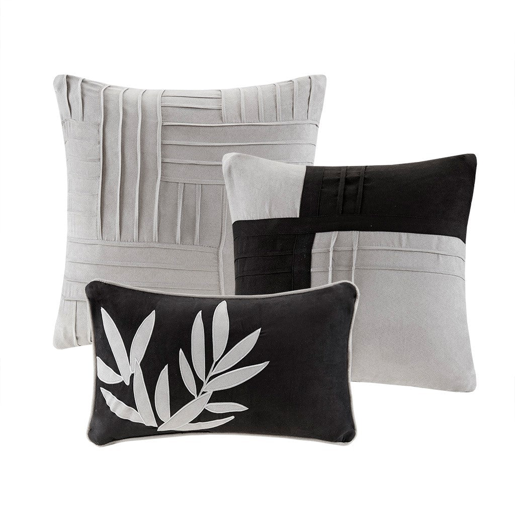 7 Piece Faux Suede Comforter Set Grey Queen with 3 pillows on Tampa Home & Garden Store