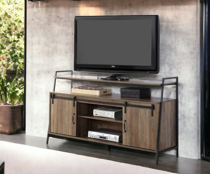 Rashawn Rustic TV Stand Oak Console Media Center