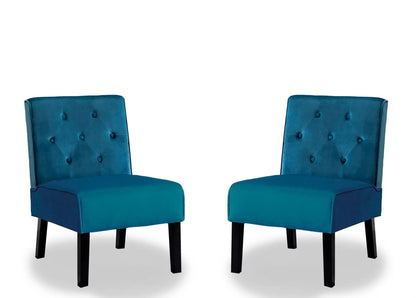 Reese armless button-tufted accent chairs set of 2 in teal velvet with tufted backs on Tampa Home & Garden Store