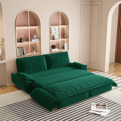 Queen Pull Out Sofa Bed 3-in-1 sleeper sofa emerald green velvet upholstery by HouseOfZazla on Tampa Home & Garden Store