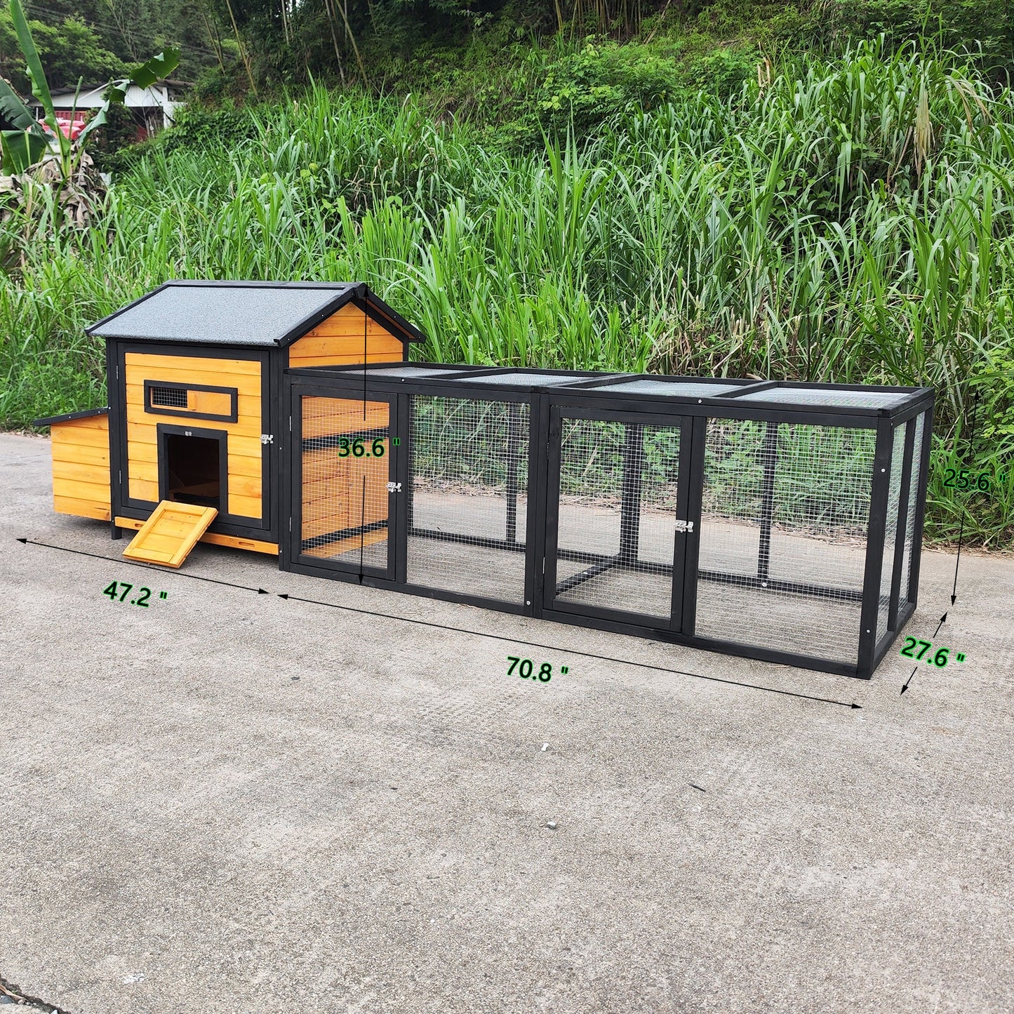 Wooden Chicken Coop and Large Outdoor Run Space