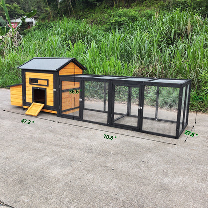 Wooden Chicken Coop and Large Outdoor Run Space