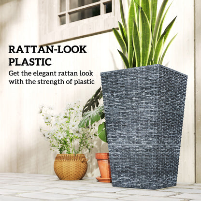 Taper Planters set of 3 in dark gray woven rattan-look plastic with drainage holes HouseOfZazla on Tampa Home & Garden Store