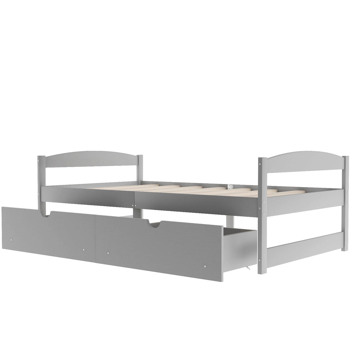 Platform bed with 2 built-in drawers in gray finish by HouseOfZazla storage bed on Tampa Home & Garden Store