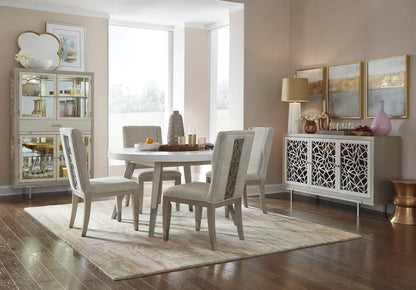 Lenox Upholstered Host Side Chair set of 2 warm silver fabric with lattice back design on Tampa Home & Garden Store