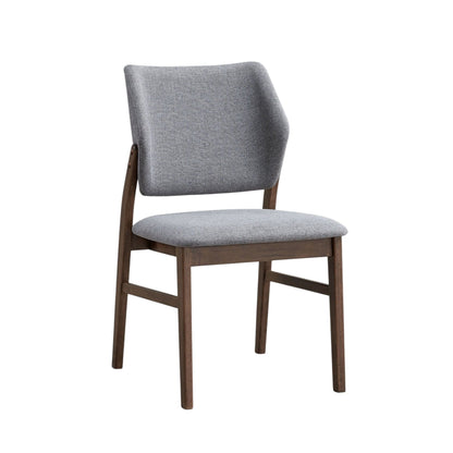 Padded seat side chair in gray fabric with wooden legs on Tampa Home & Garden Store