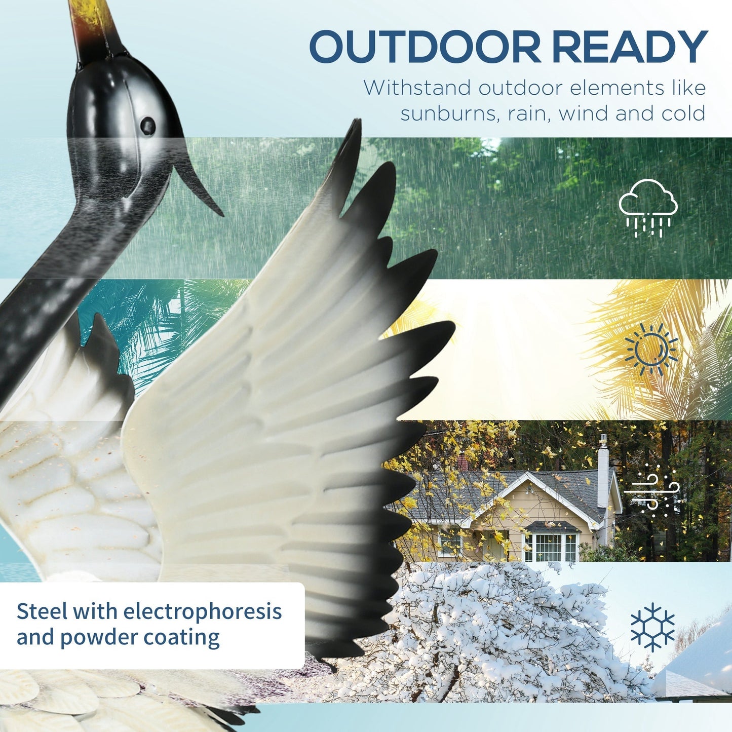 Outsunny heron garden statues set of 2, gray metal outdoor sculptures on Tampa Home & Garden Store