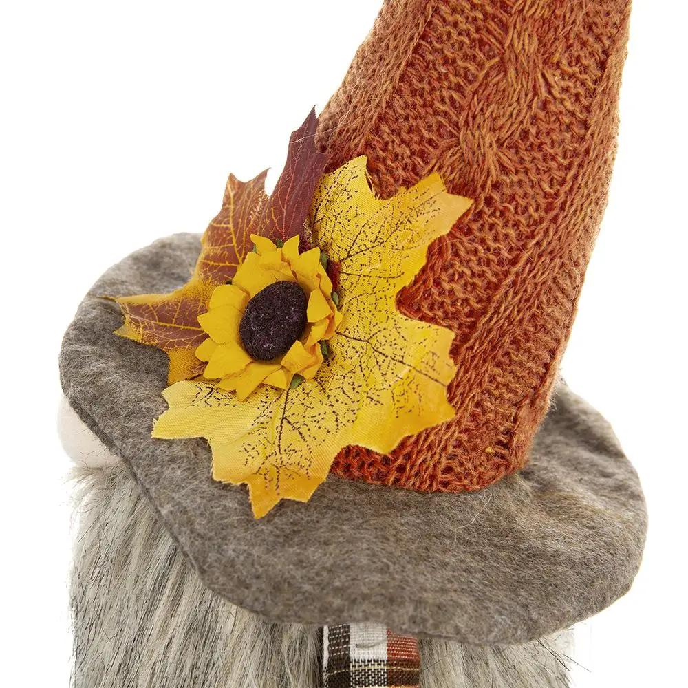 Sitting Gnome With Maple Leaf Hat for Decor