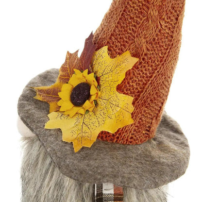 Sitting Gnome With Maple Leaf Hat for Decor
