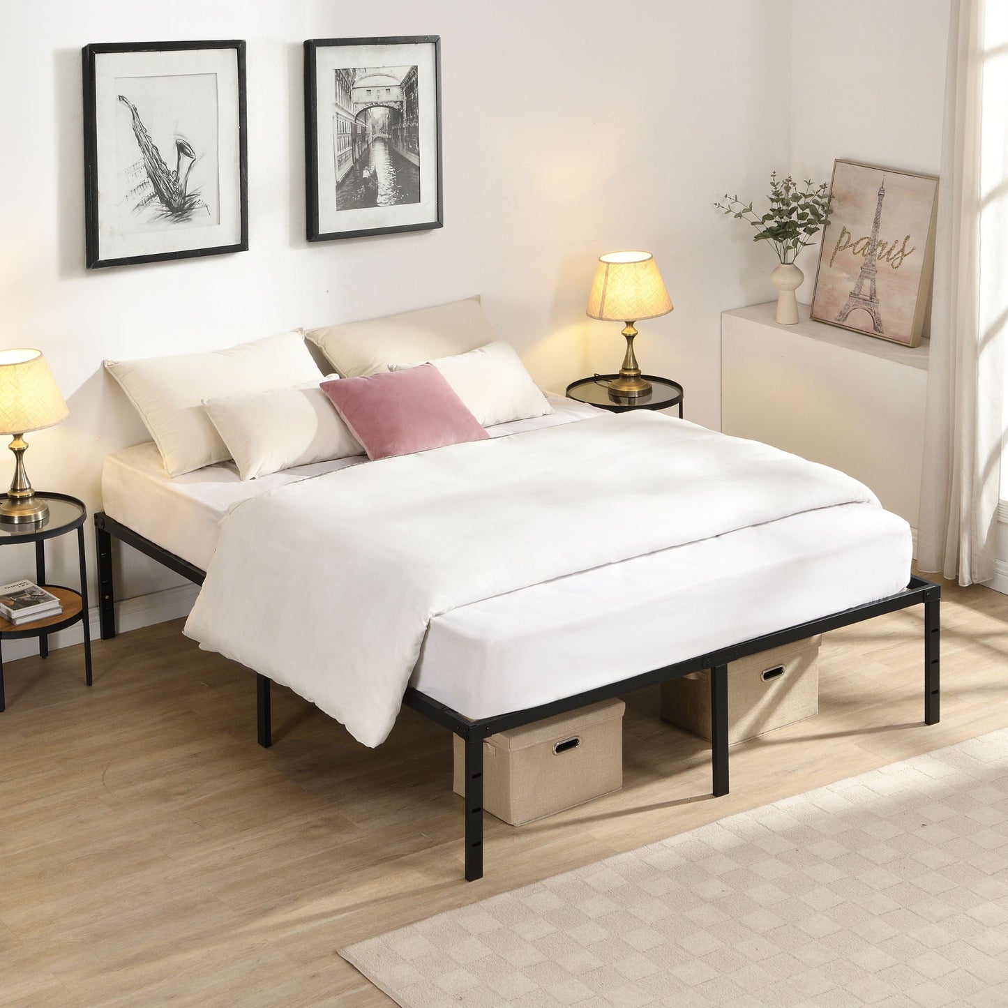 Heavy Queen Bed Frame With Steel and Quiet Slats