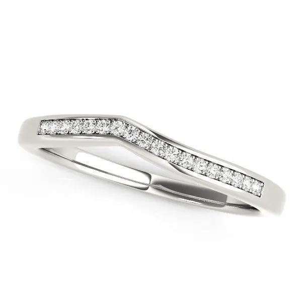 Ring 14k white gold modern curved diamond wedding band with pavé diamonds by Bids.com on Tampa Home & Garden Store